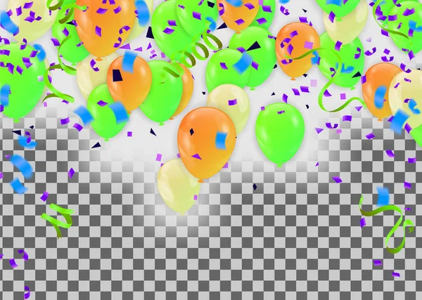 有绿色气球和气球的节日背景多种颜色 可用于卡片 邀请函销售 网页设计 — 图库矢量图片