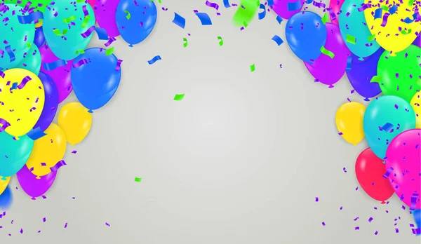 Yeşil Balonları Balonları Olan Şenlikli Arka Plan Kartlar Hediyeler Davetiye — Stok Vektör