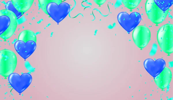 Fondo Festivo Con Globos Verdes Globos Muchos Colores Puede Utilizar — Vector de stock