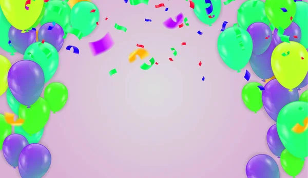 Fondo Festivo Con Globos Verdes Globos Muchos Colores Puede Utilizar — Archivo Imágenes Vectoriales