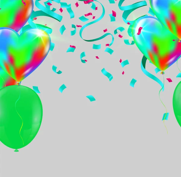 Fond Festif Avec Des Ballons Verts Des Ballons Beaucoup Couleur — Image vectorielle