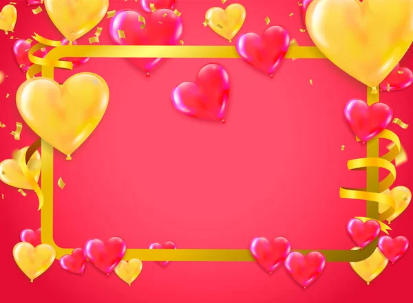 Ρομαντική Σύνθεση Καρδιές Μπαλόνια Και Χάντρες Εικονογράφηση Διάνυσμα Για Την — Διανυσματικό Αρχείο