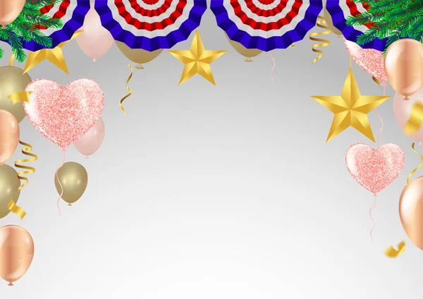 Tagesverkauf Hintergrund Romantische Komposition Mit Herzen Luftballons Und Perlen Vektor — Stockvektor