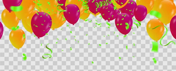 Banner Met Vlaggen Ballonnen Happy Birthday Kaart Partij — Stockvector