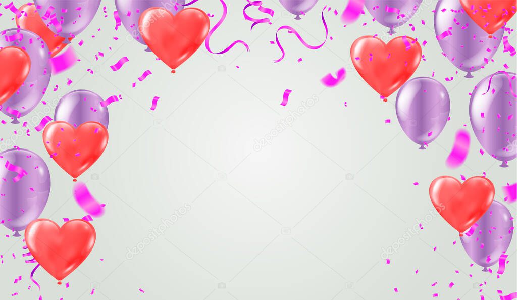 Happy Birthday Greeting Card with balloons on abstract background with light effect 