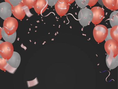 Kutlama balonları izole edildi. Renkli vektör şablonunun renk bileşimi 