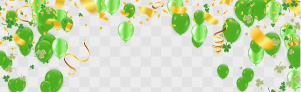 Illustration Ballons Fête Feuilles Trèfle Décorées Fond Transparent Saint Patrick — Image vectorielle