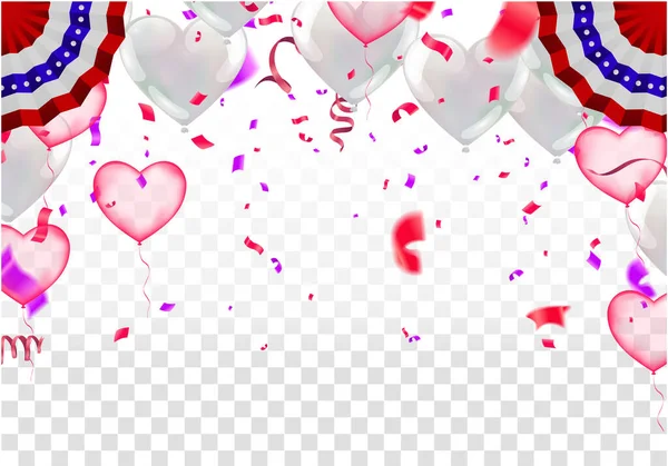 Happy Birthday Card Template Foil Confetti Balloons Decoraciones Fiesta Para — Vector de stock