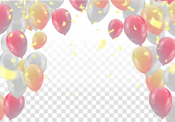 矢量派对 用五颜六色的挂花环 彩带和气球球庆祝周年边界 庆祝背景 — 图库矢量图片