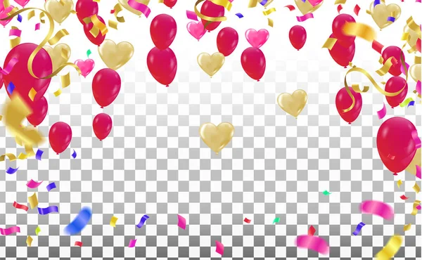 庆祝背景 气球被隔离 矢量横幅模板彩色组合 — 图库矢量图片