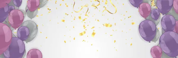 Праздничный Фон Дня Рождения Воздушным Шаром Баннер Шаблон Красочные Eps — стоковый вектор