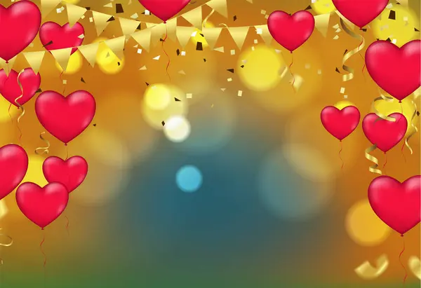 Sevgililer Günü Nün Arka Plan Satışı Kalpli Romantik Kompozisyon Web — Stok Vektör