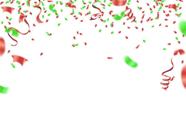 Кольоровий Папір Зелений Червоний Польоті Ізольований Білому Тлі — стоковий вектор