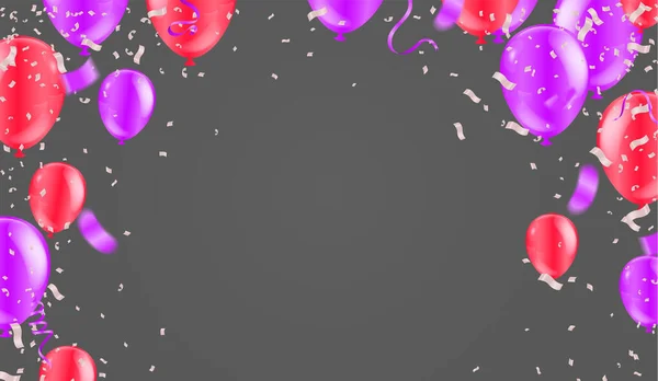 Tarjeta Felicitación Feliz Cumpleaños Con Globos Sobre Fondo Abstracto Con — Vector de stock