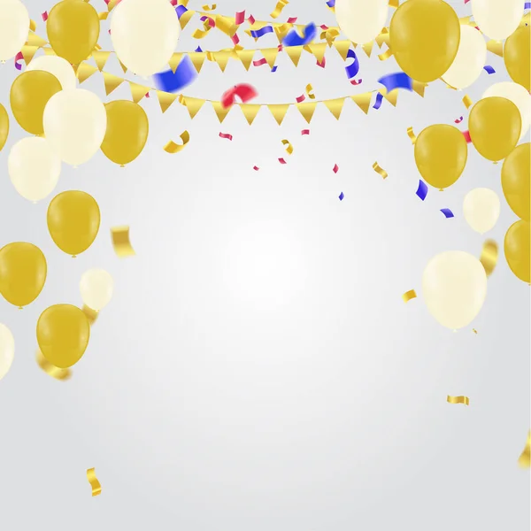 Verjaardags Ballon Viering Banner Partij Gelukkig Nieuwjaar Viering Festival Achtergrond — Stockvector