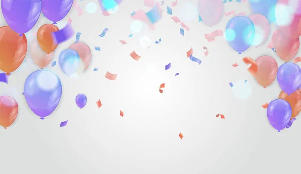 Illustration Modèle Ballons Anniversaire Confettis Rubans Fond Célébration — Image vectorielle