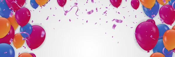 Happy Birthday Jahrestag Banner Mit Farbigen Balloons — Stockvektor