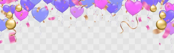 Happy Birthday Balloon Colourful Confetti Streamers White Paper Free Space — Stock Vector