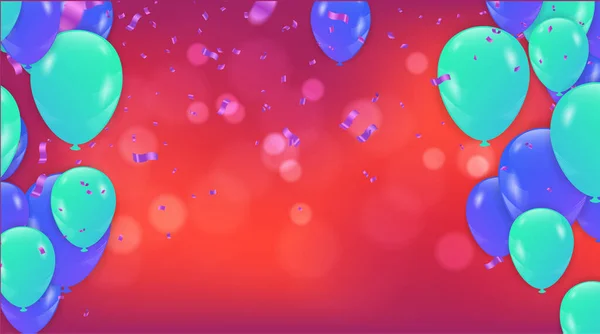 生日气球模板 豪华闪亮的彩色气球矢量图形 快乐生日贺卡设计 明信片 邀请函的矢量图解 — 图库矢量图片