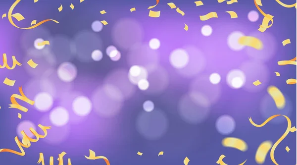 Confetti Fitas Ouro Modelo Fundo Celebração Vetor Aniversário Feliz — Vetor de Stock
