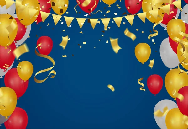 Verjaardags Ballonnen Template Luxe Glanzende Kleurrijke Ballonnen Vector Grafische Vector — Stockvector