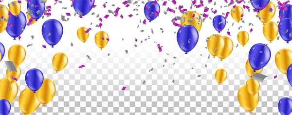 Кольорові Глянцеві Кульки Вечірка Конфетті Концепція Дизайн Шаблон Щасливий Фон — стоковий вектор