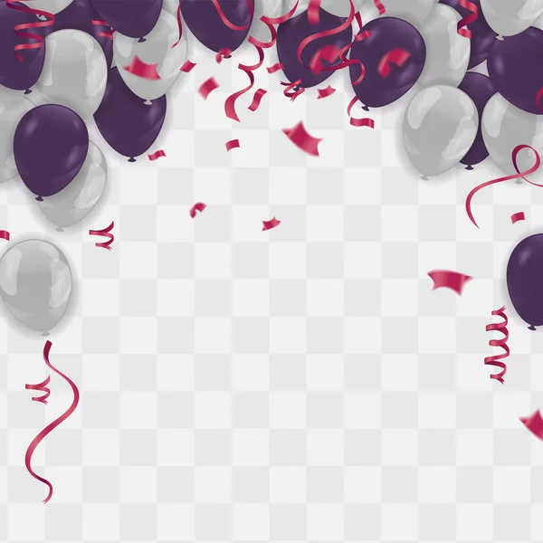 Illustration Vectorielle Bordure Des Ballons Multicolores Des Confettis — Image vectorielle