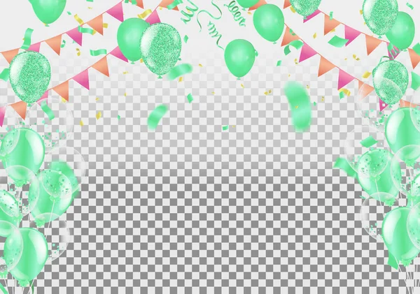 一组色彩艳丽的氦气球背景 生日用的一套气球 — 图库矢量图片