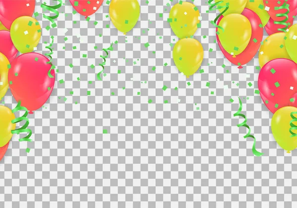 Ballonnen Confetti Concept Design Sjabloon Vakantie Happy Day Verjaardag Dag — Stockvector