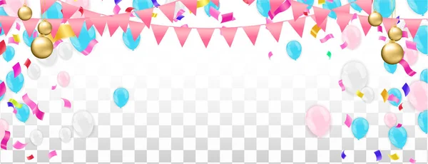 Ballonnen Confetti Concept Design Sjabloon Vakantie Happy Day Verjaardag Dag — Stockvector