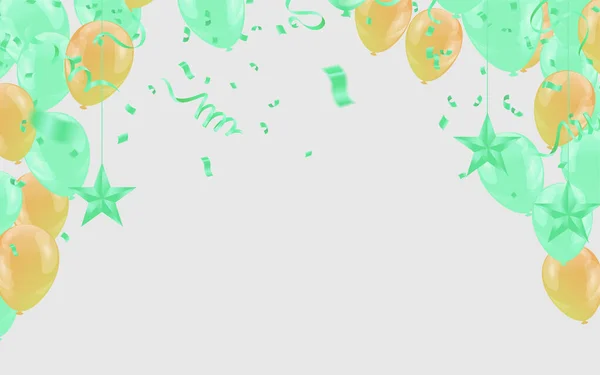 Группа Цветных Глянцевых Гелиевых Шариков Фон Комплект Воздушных Шаров День — стоковый вектор