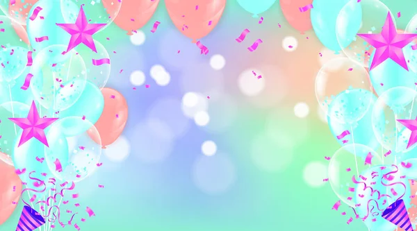 Balony Latające Tle Idealny Wyświetlania Ślubu Urodziny Uroczystości Lub Wakacje — Wektor stockowy