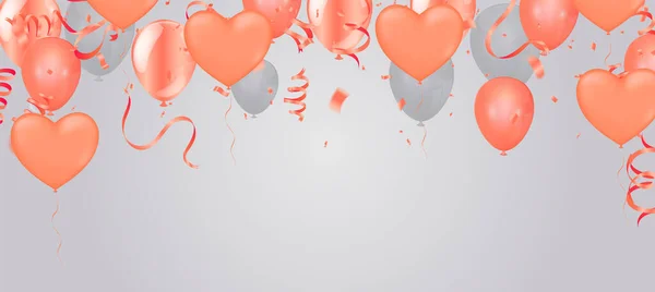Bannière Avec Des Ballons Drapeaux Lieu Fête Carte Anniversaire Heureux — Image vectorielle