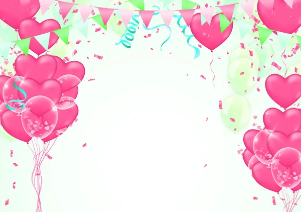Balões Voando Fundo Ideal Para Exibir Seu Casamento Aniversário Celebração —  Vetores de Stock