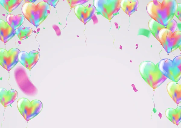 Grupo Cores Brilhantes Balões Hélio Fundo Jogo Balões Aniversário — Vetor de Stock