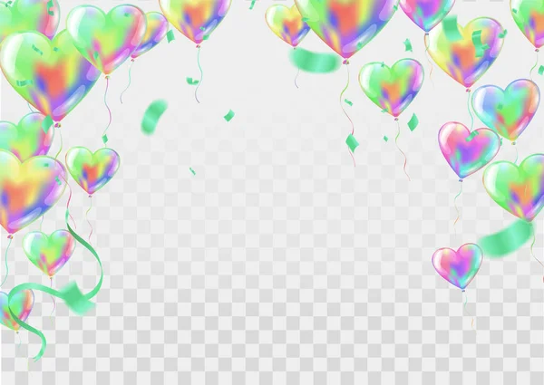 Colour Glossy Helium Balloons Background 생일을 — 스톡 벡터