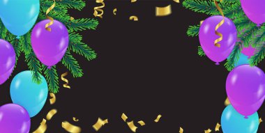 Renkli balonlar ve bayraklar vektörüyle şenlikli arkaplan