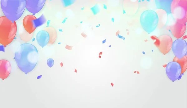Feliz Aniversário Cartão Com Balões Fundo Abstrato Com Efeito Luz — Vetor de Stock