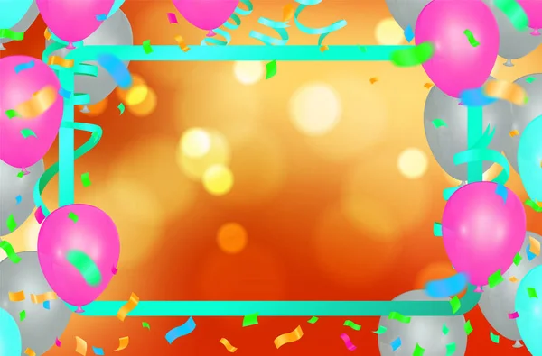 Kutlama Mutlu Yıllar Afişi Arka Planda Pembe Gümüş Renkli Balonlar — Stok Vektör