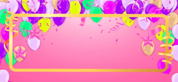 Feest Gelukkige Verjaardag Banner Ballonnen Kleurrijk Geïsoleerd Achtergrond — Stockvector