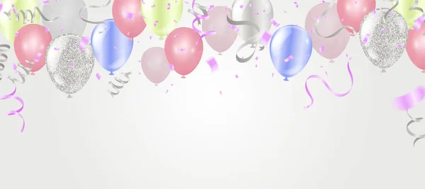 Carte Anniversaire Avec Ballons Joyeux Anniversaire — Image vectorielle