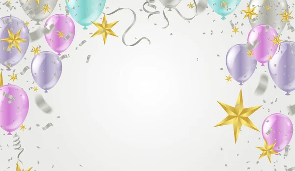 Cartão Aniversário Com Balões Feliz Aniversário — Vetor de Stock