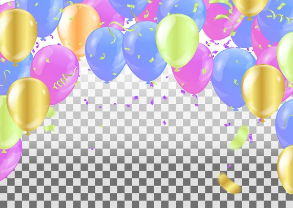 Födelsedagskort Med Ballonger Grattis Födelsedagen — Stock vektor