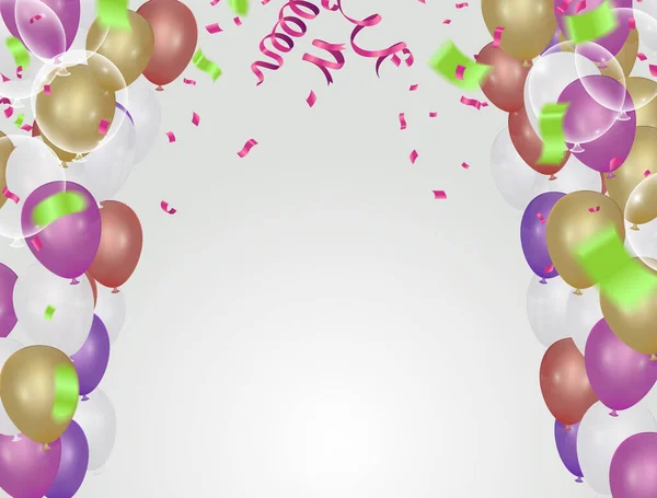 Fondo Festivo Con Globos Colores Banderas Vector — Vector de stock