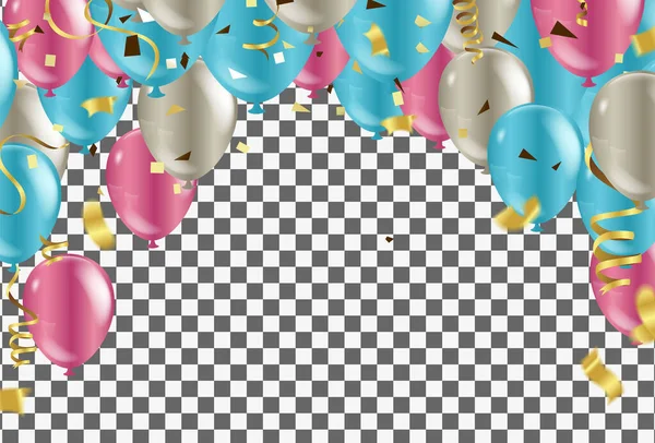 五彩缤纷的气球和彩旗的节日背景 — 图库矢量图片
