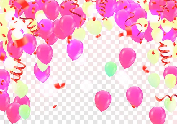 Grattis Födelsedagen Gratulationskort Med Ballonger Abstrakt Bakgrund Med Ljuseffekt — Stock vektor