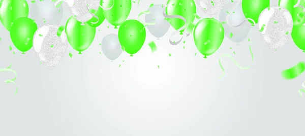 Carte Anniversaire Vectorielle Avec Ballons Verts Invitation Fête — Image vectorielle