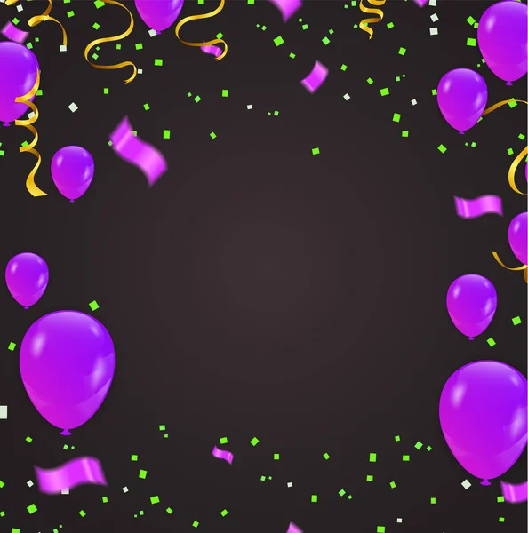 Happy Birthday Hintergründe Große Eröffnungszeremonie Vektorbanner Realistische Hochglanzballons Konfetti — Stockvektor