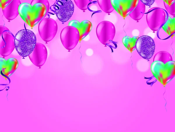 Ροζ Ελαφρά Μπαλόνια Και Πολύχρωμα Μπαλόνια Στο Παρασκήνιο Eps Διανυσματικό — Διανυσματικό Αρχείο