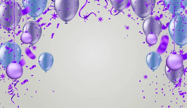 Balões Roxos Nos Upsteirs Com Caminho Claro Isolado Ilustração Bonito — Vetor de Stock
